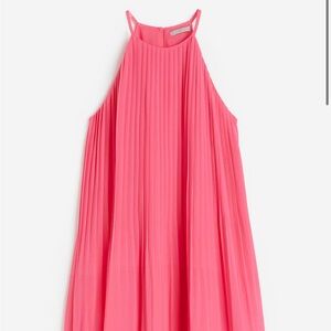 H&M Pleated Chiffon Dress in Cerise.